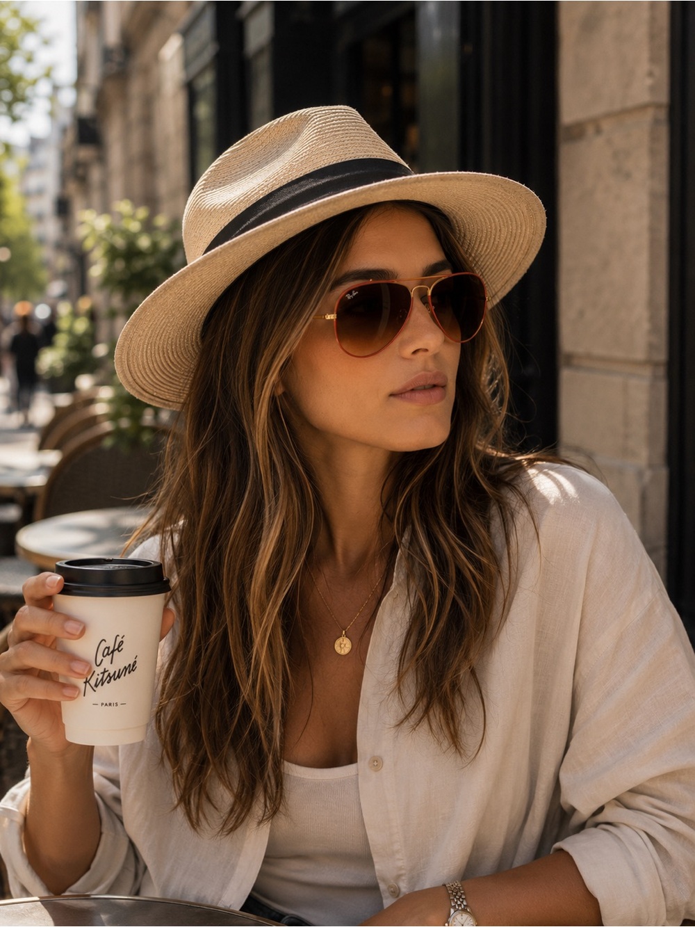 Ray-Ban Red Aviator Sunglasses with Brown Gradient Lenses and Gold Frames